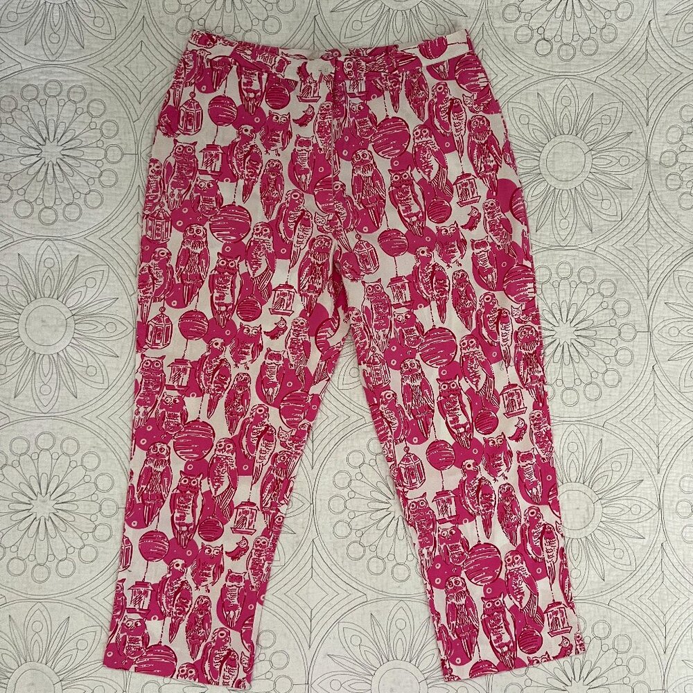 LILLY PULITZER vintage Night Owls Capri Pants *Glow in the Dark* High Waist